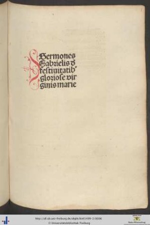 2: Sermones: Sermones Gabrielis d[e] festiuitatib[us] gloriose virginis marie