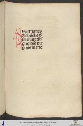2: Sermones: Sermones Gabrielis d[e] festiuitatib[us] gloriose virginis marie