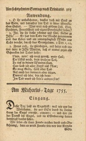 Am Michaelis-Tage 1755