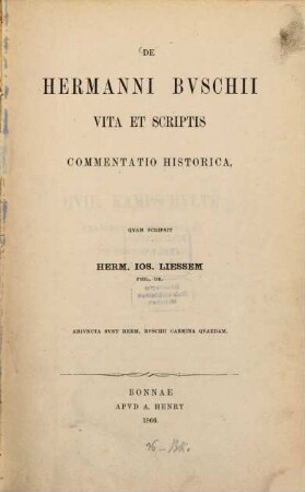 De Hermanni Buschii vita et scriptis