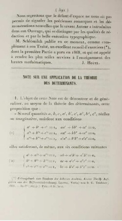 Note sur une application de la théorie des déterminants.