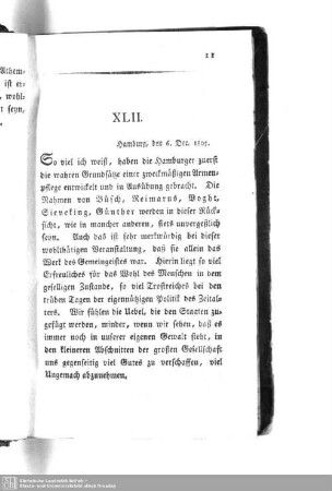 XLII. Hamburg, den 6. Dec. 1805