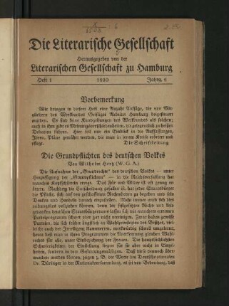 Heft 1 1920 Jahrg. 6