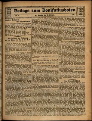 Zweite Ausgabe vom Sonntag, den 27. Februar 1927.