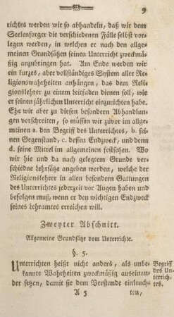 Zweyter Abschnitt. Allgemeine Grundsätze vom Unterrichte.