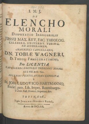De Elencho Morali Disputatio Inauguralis