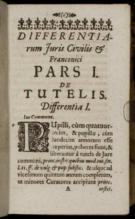 Pars I. De Tutelis. Differentia I. [ - ] Differentia VI.