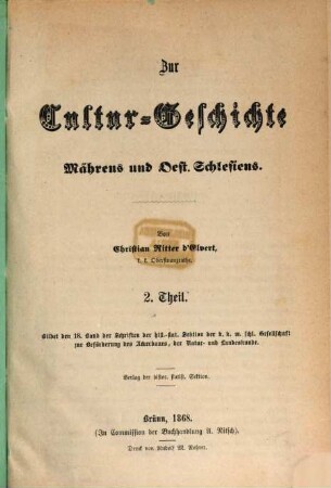 Zur Cultur-Geschichte Mährens und Oest.-Schlesiens, 2