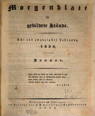 Morgenblatt für gebildete Stände. 28,1, 28,1. 1834