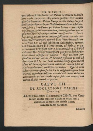 Caput III. De Adoratione Carnis Christi.