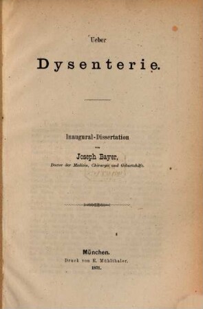 Über Dysenterie