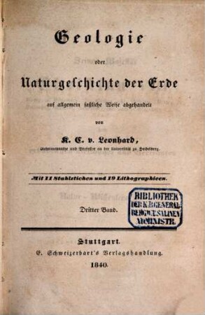 Geologie oder Naturgeschichte der Erde : auf allgemein faßliche Weise abgehandelt, 3