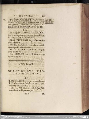 Caput XXI. De Scriptoribus Historiae Helveticae
