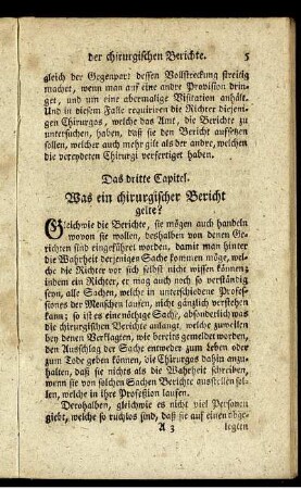 Das dritte Capitel. Was ein chirurgischer Bericht gelte?