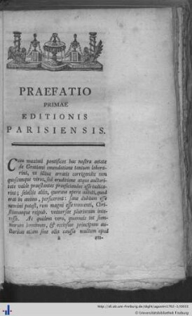 Praefatio primae editionis Parisiensis.