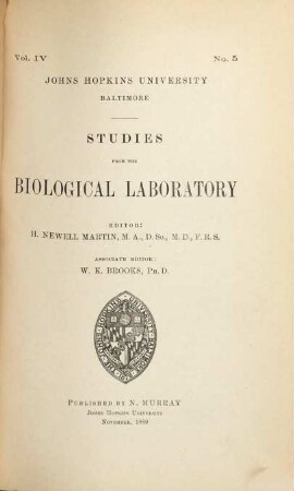 Studies from the Biological Laboratory, 4. 1887/90, Nr. 5 - 7