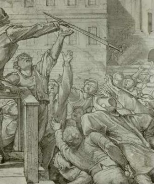 Auch ein Totentanz, Blatt IV (Der Tod als Volksheld. Der Tod reicht dem Volke das Schwert)