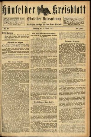 Ausgabe vom Dienstag, den 03. April 1923.
