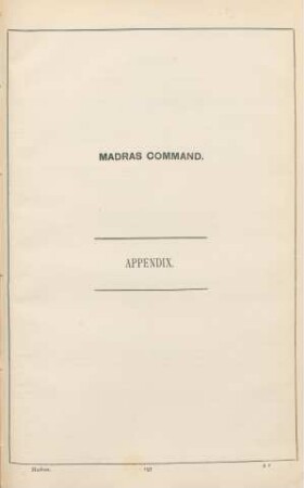 Madras Command. Appendix