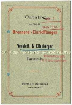 Katalog über Brennerei-Einrichtungen