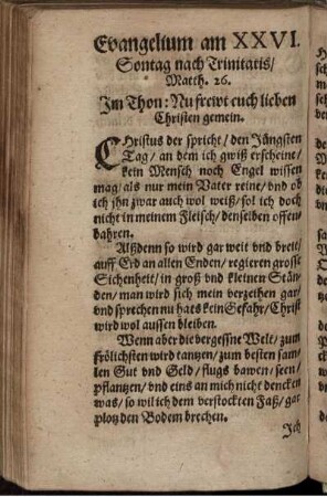 Evangelium am XXVI. Sontag nach Trinitatis/ Matth. 26.