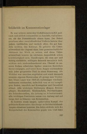 Solidarität im Konzentrationslager