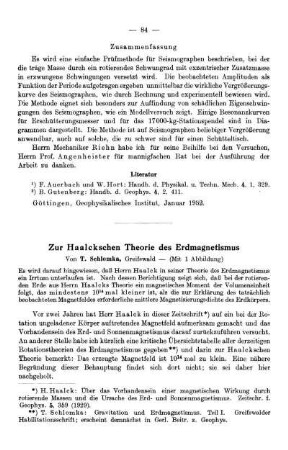 Zur Haalckschen Theorie des Erdmagnetismus