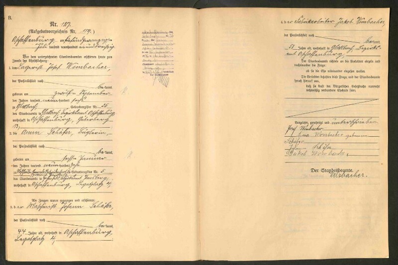 Standesamtsbuch der Stadt Aschaffenburg: Eheschließungen 252/1930 - 130/1931