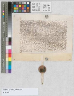 Kompromiß des Erzbischofs Friedrich und der Stadt Neuss in ihren Streitigkeiten auf den Erzbischof Cuno von Trier. d. am Karfreitag resp. 5. Mai.