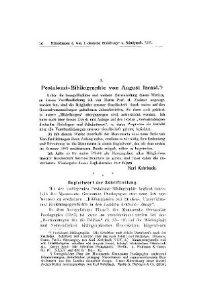 Pestalozzi-Bibliographie von August Israel
