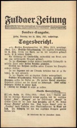 Ausgabe vom Dienstag, den 16. März 1915.