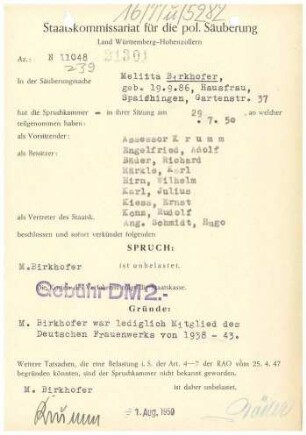 Birkhofer, Melitta