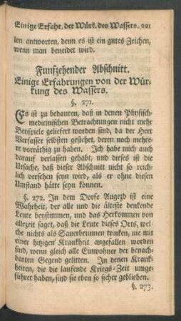 Funfzehender Abschnitt. Einige Erfahrungen von der Würkung des Wassers.