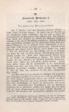 29. Friedrich Wilhelm I. (1831) 1847 - 1866.