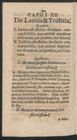 Caput XXI De Laetitia & Tristitia