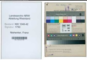 Entnazifizierung Franz Niehenker , geb. 11.06.1902 (Chemiearbeiter)