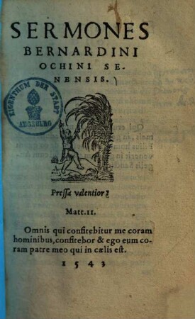 Sermones Bernardini Ochini Senensis