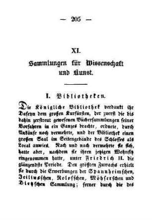 XI. Sammlungen für Wissenschaft und Kunst