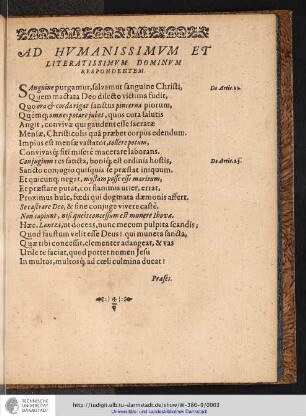 AD HVMANISSIMVM ET LITERATISSIMVM DOMINVM ET LITERATISSIMVM DOMINVM RESPONDENTEM.