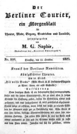 No. 808, Dienstag, den 13. October 1829