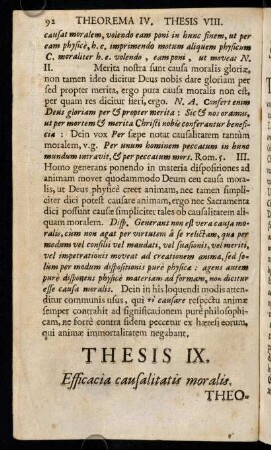 92-103, Thesis IX. Efficacia causalitatis moralis.