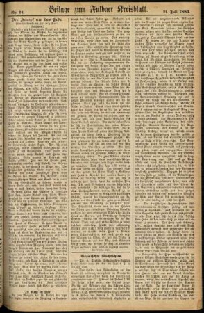 Zweite Ausgabe vom Samstag, den 21. Juli 1883.