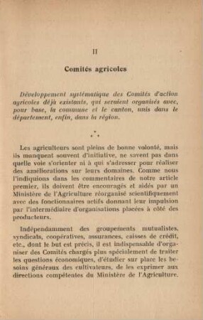 II Comités agricoles