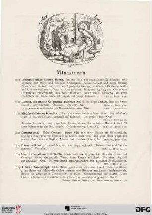Miniaturen (Nr. 1019-1037)