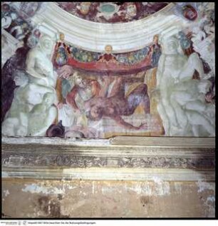 Allegorie der Felicità Eterna, throndende Tugenden und vier Szenen aus dem Alten Testament, Holofernes wird von Judith mit seinem eigenen Schwert enthauptet