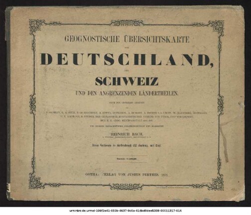 Geognostische Übersichtskarte von Deutschland, der Schweiz und den angrenzenden Ländertheilen
