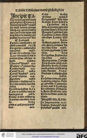 Incipit tabula in librum qui dicitur Mensa philosophica.