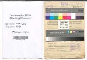 Entnazifizierung Hans Wessels , geb. 15.02.1906 (Ingenieur)