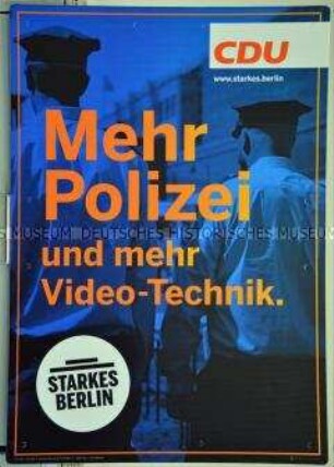 Wahlkampfplakat der CDU zur Wahl des Berliner Abgeordnetenhauses am 18. September 2016