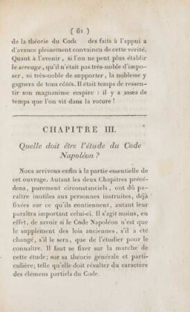 Chapitre III. Quelle doit etre l'étude du Code Napoléon?